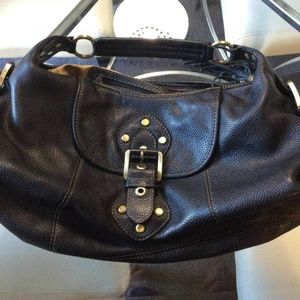 WOMEN'S RAFE BLACK PEBBLE LEATHER HOBO BAG